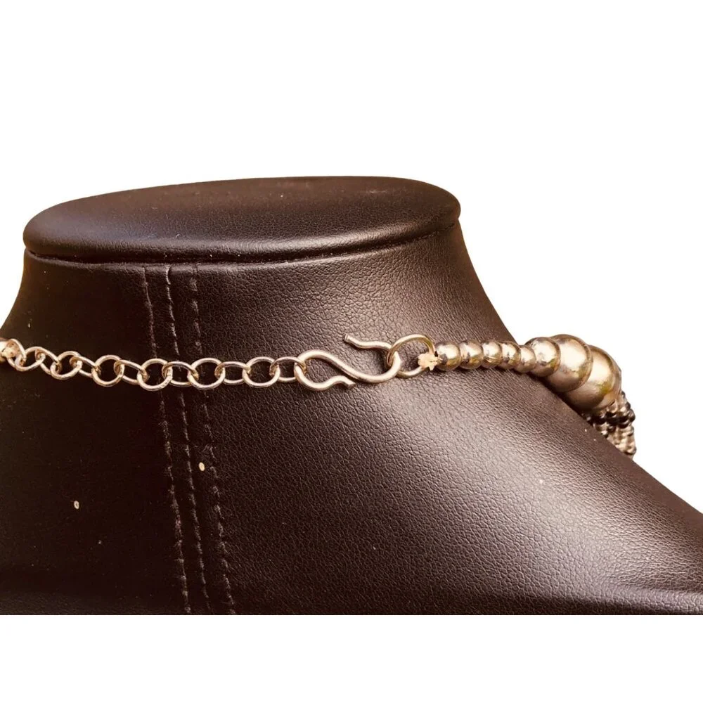 Handmade Multi Strand Silver Tone Black Bead and Silver Lined Hex Cut Seed Bead - Picture 4 of 4